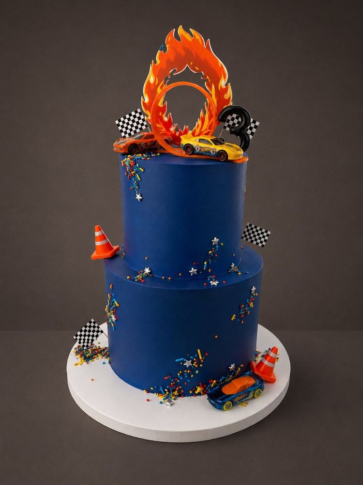 Racetrack themed birthday cake