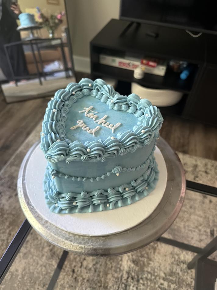 Mangni mubarak engagement heart cake
